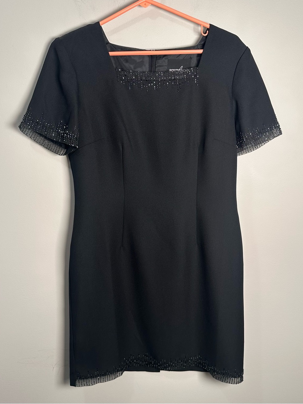 Positive Attitude Vintage 90s LBD Mini Dress Size 10 Black Beaded Y2K